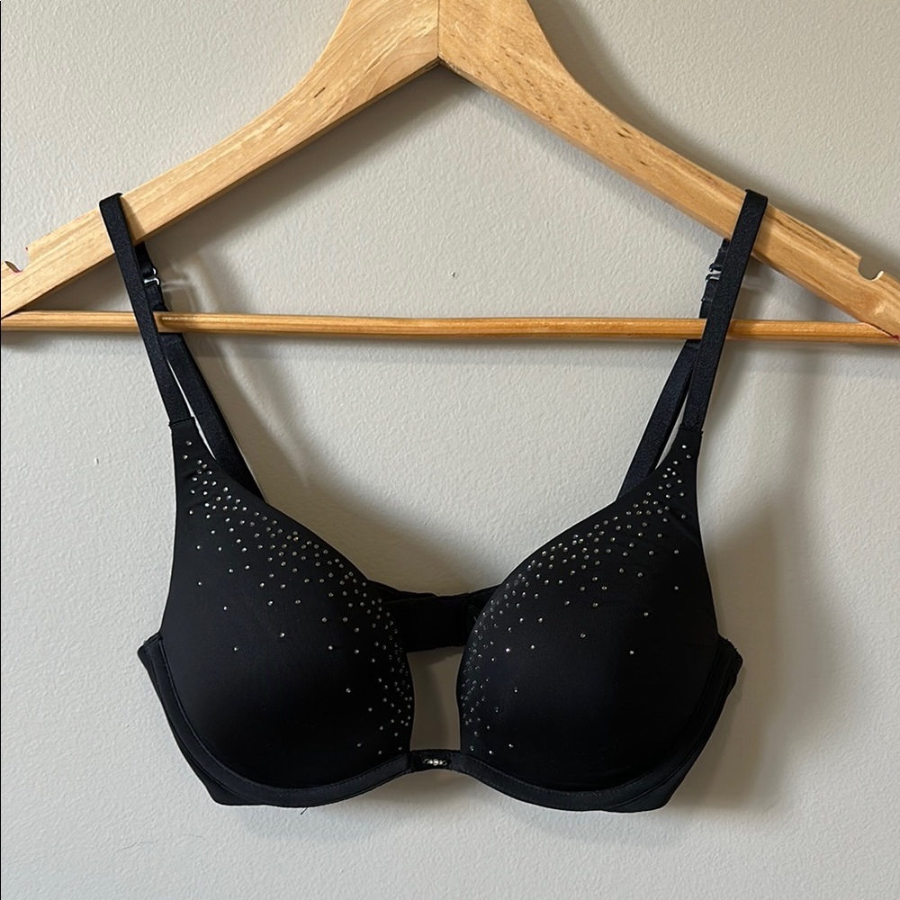 Victoria's Secret Black and Silver Sparkle Push-Up Bra